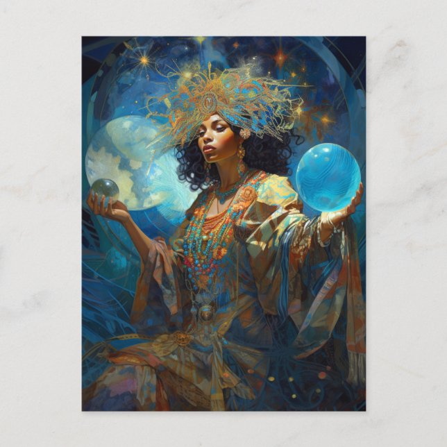 Cartão Postal Black Fantasy Sorceress Magic Fantasy (Frente)