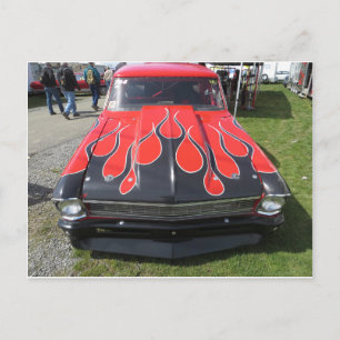 Cartão Postal Black Flames Hot Rod