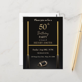 Cartão Postal Black & Gold Men's Birthday Invitation