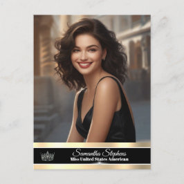 Cartão Postal Black & Gold Single-Sided Pageant Promo