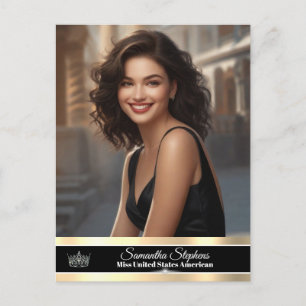 Cartão Postal Black & Gold Single-Sided Pageant Promo