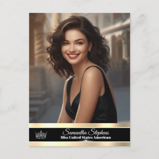 Cartão Postal Black & Gold Single-Sided Pageant Promo