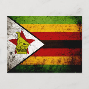Cartão Postal Black Grunge Zimbabwe Flag