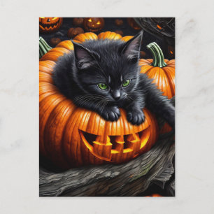 Cartão Postal Black Halloween Kitten