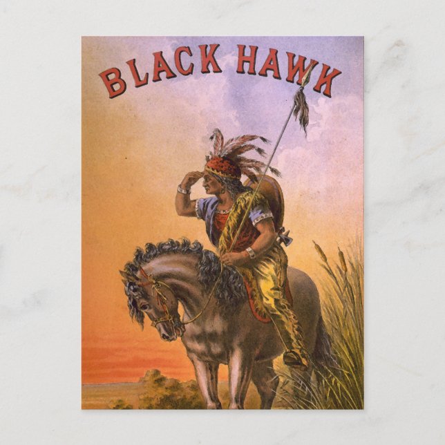 Cartão Postal Black Hawk Native American (Frente)