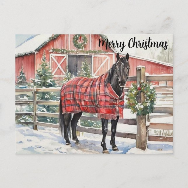 Cartão Postal Black Horse Merry Christmas  (Frente)