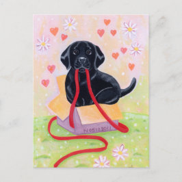 Cartão Postal Black Labrador na caixa Pintura