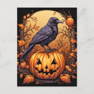 Cartão Postal Black Raven Happy Halloween