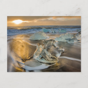Cartão Postal Black Sand Beach   Jokulsarlon Sul da Islândia