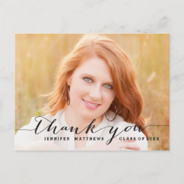 Cartão Postal Black Script | Graduation Thank You Postcard