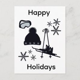 Cartão Postal Black ski & winter designs 