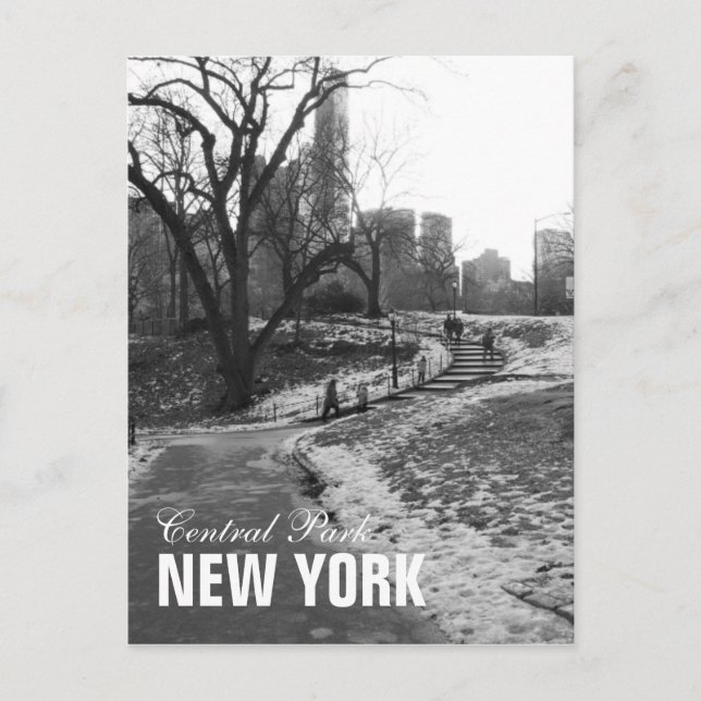 Cartão Postal Black White Central Park Nova York (Frente)