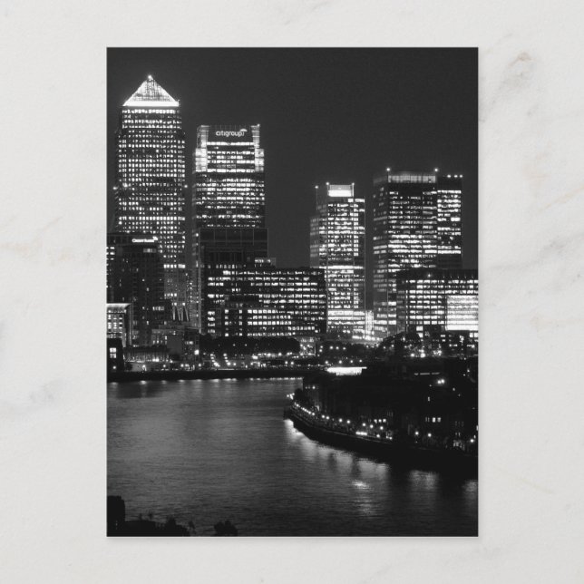 Cartão Postal Black White City Night UK Viagem (Frente)
