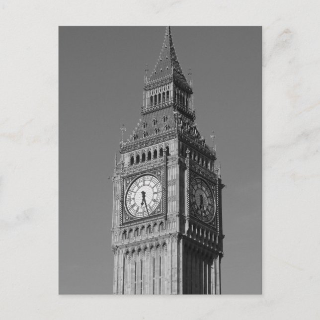 Cartão Postal Black White Close Big Ben Clock Tower London (Frente)