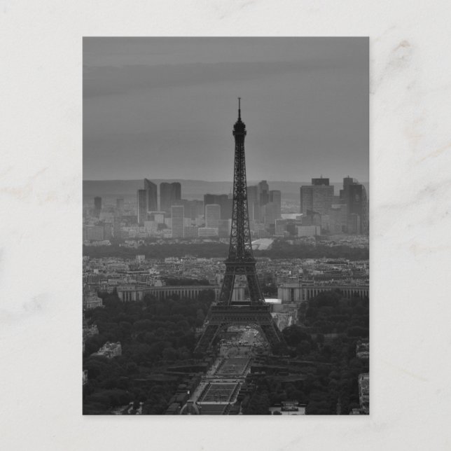 Cartão Postal Black White Eiffel Tower Paris Europe Viagem (Frente)