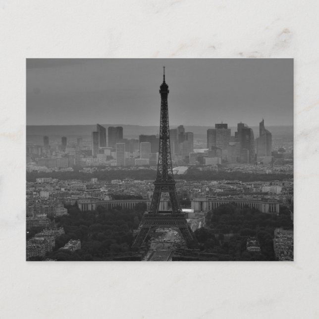 Cartão Postal Black White Eiffel Tower Paris Europe Viagem (Frente)