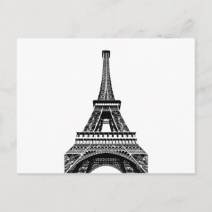 Cartão Postal Black White Eiffel Tower Paris França Art Trabalho