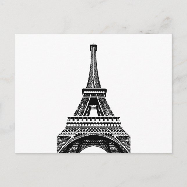 Cartão Postal Black White Eiffel Tower Paris França Art Trabalho (Frente)