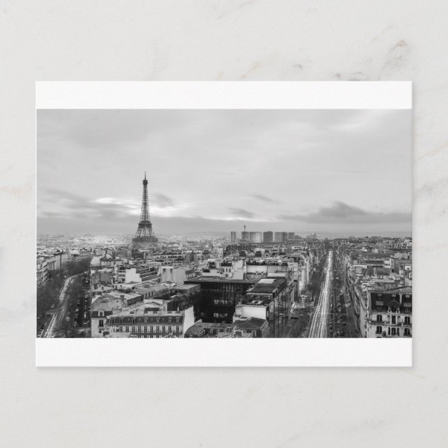 Cartão Postal Black&White: Eiffel Tower, Paris, France (Frente)