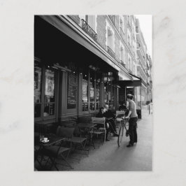 Cartão Postal Black & White Photo of Street Café em Paris