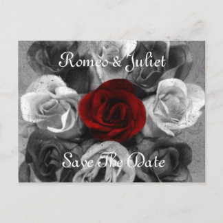 Cartão postal Black White Rose Save The Date