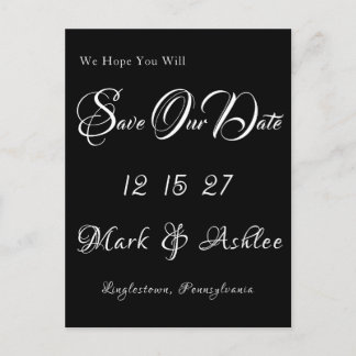 Cartão Postal Black & White Save the Date Post Card