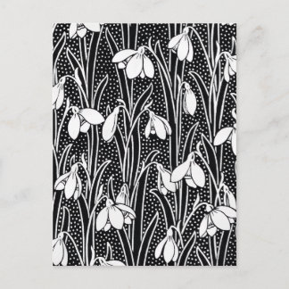 Cartão Postal Black & White Snowdrop Pattern 