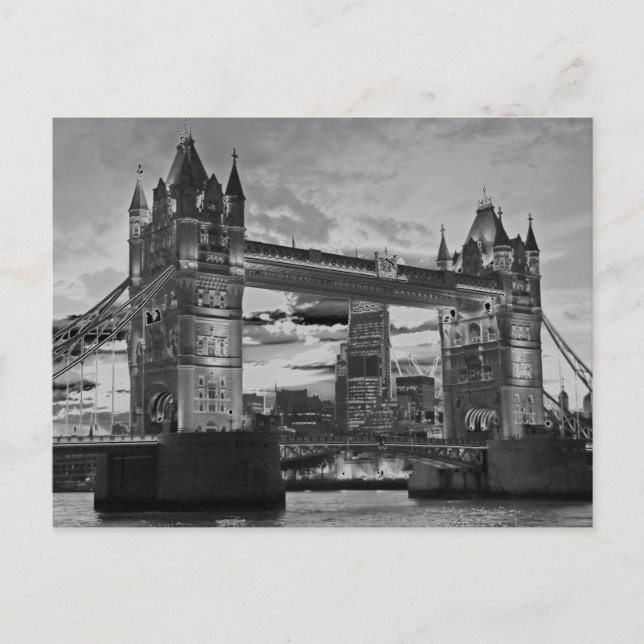 Cartão Postal Black White Tower Bridge British Viagem (Frente)