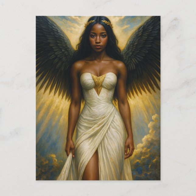 Cartão Postal Black Woman Angel With Grecian Aesthetic (Frente)