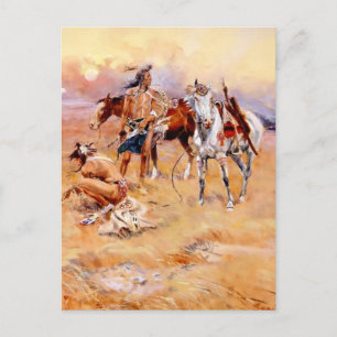 Cartão Postal “Blackfeet Incendia a Reserva de Búfalos Crow”