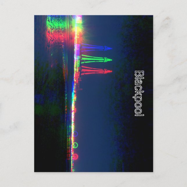 Cartão Postal Blackpool Beach Lights at Night, (Frente)