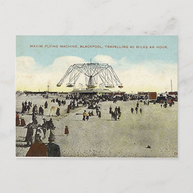Cartão Postal Blackpool, Máquina Voadora Maxim (Frente)