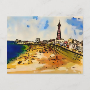 Cartão Postal Blackpool Orla da Lancashire 