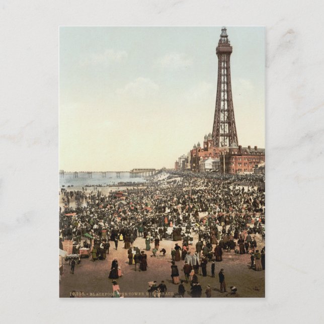 Cartão Postal Blackpool Tower, Lancashire, Inglaterra, c.1895 (Frente)