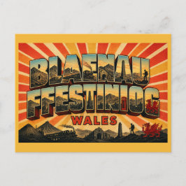 Cartão Postal Blaenau Ffestiniog Arte Vintage Cidade de Ardósia 
