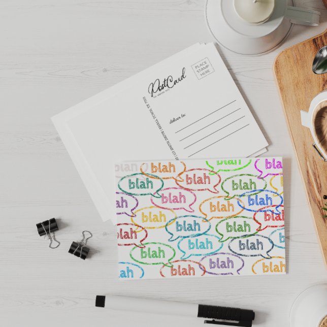 Cartão Postal Blah Blah Engraçado Cute Diz Olá Personalizado (Criador carregado)