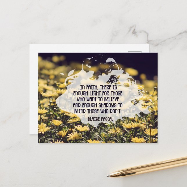 Cartão Postal Blaise Pascal Inspirational Citação "Na fé" (Frente/Verso In Situ)