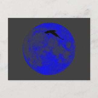 Cartão Postal Blauer Mond Raben Corvo Lua Azul