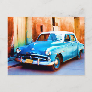 Cartão Postal Blauer Oldtimer auf Kuba