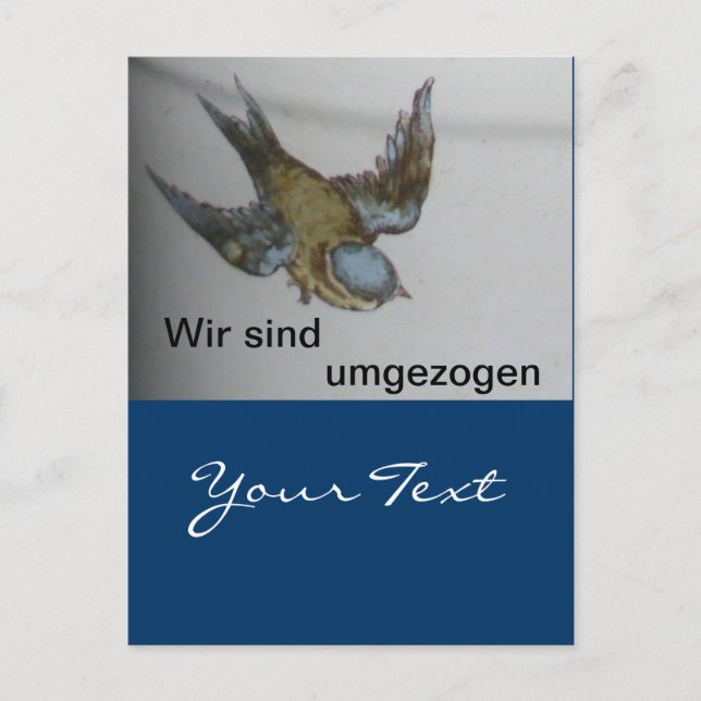 Cartão Postal Blaumeise-umzug-postkarte (Frente)