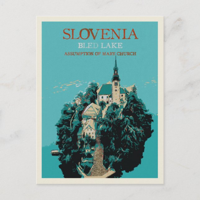Cartão Postal Bled Lake, Julian Alps, Eslovênia (Frente)