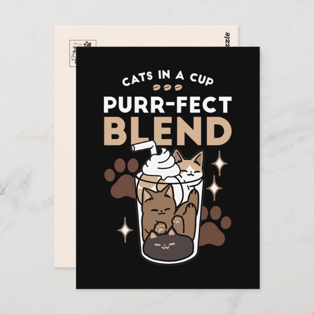 Cartão Postal Blend Puro: Design de café para Cat & Café (Frente/Verso)