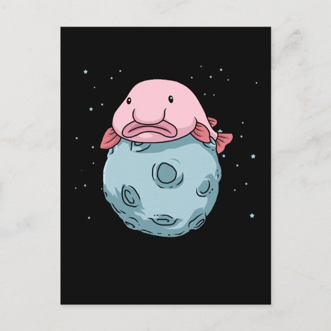 Cartão Postal Blobfish Moon Astronauta Gift Kids Blobfish (Frente)