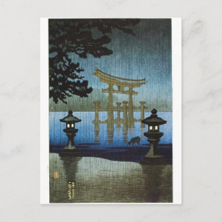 Cartão Postal Bloco de Madeira da chuva japonesa Art Ukiyo-e