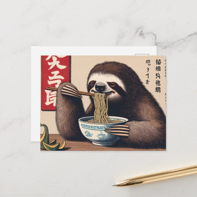 Cartão Postal Bloco de madeira japonês, Impressão (Frente/Verso In Situ)