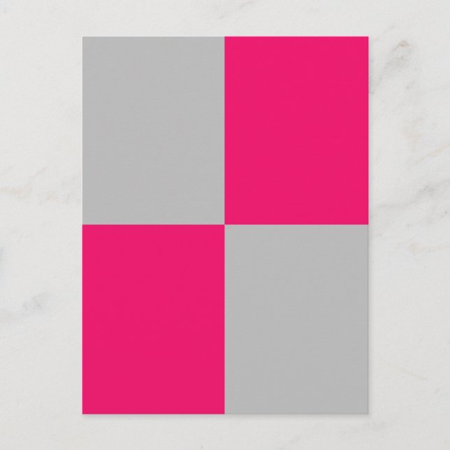 Cartão Postal Blocos de cor rosa quente e Cinza (Frente)