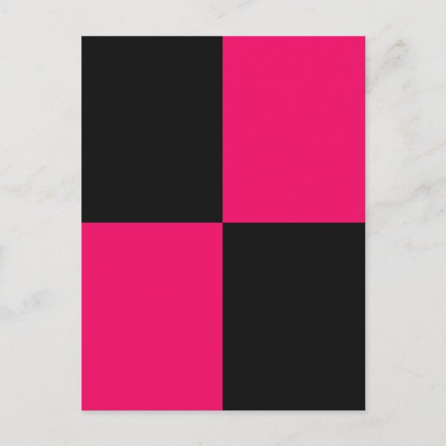 Cartão Postal Blocos de cor rosa quente e preto (Frente)
