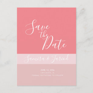 Cartão Postal Blocos de Cor Três Tons Rosa Save the Dates