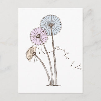 Cartão Postal Blocos de Dandelion que sopram na brisa