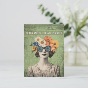 Cartão Postal Blogue Onde Plantou Mulher Da Flor Surreal